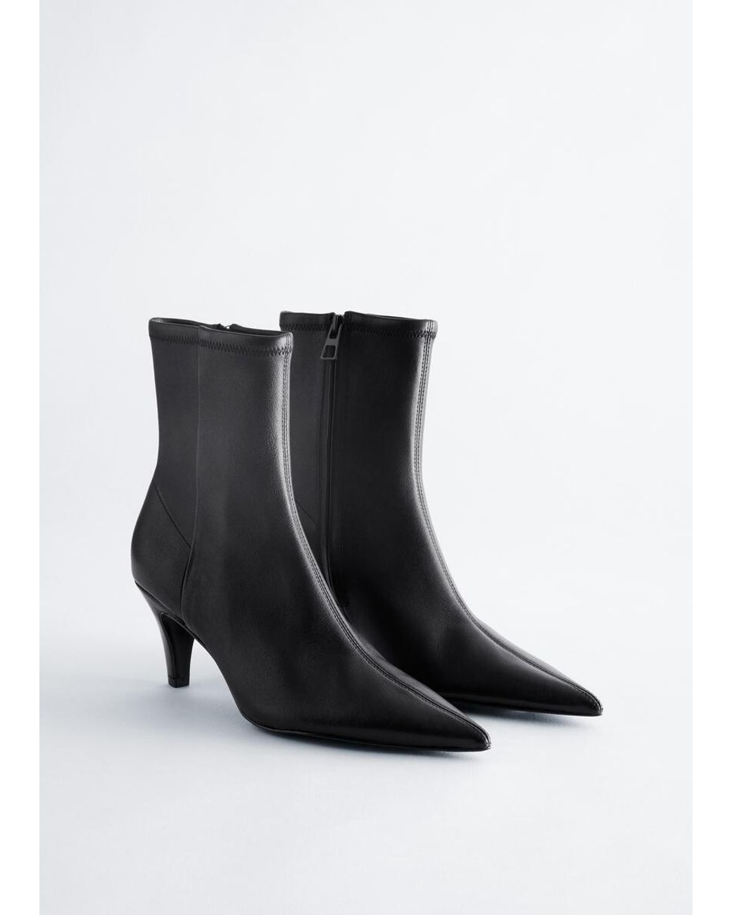 & Other Stories White Pointed Toe Leather Ankle Boots
