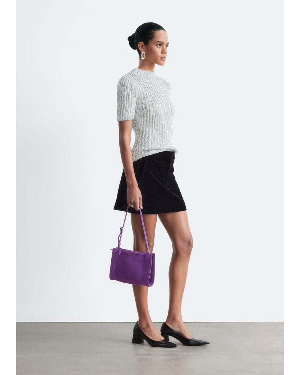 & Other Stories White Metallic Knit Top