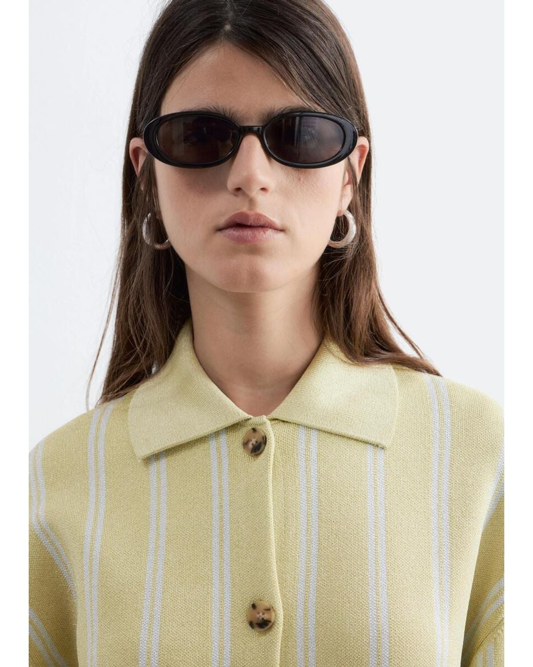 & Other Stories Metallic Oversized Polo-Knit Cardigan