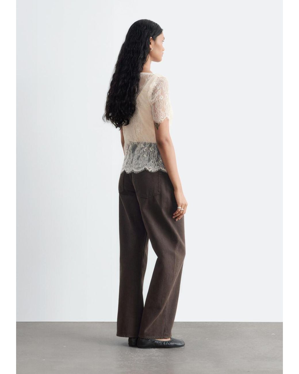 & Other Stories Natural Lace Button-Front Top