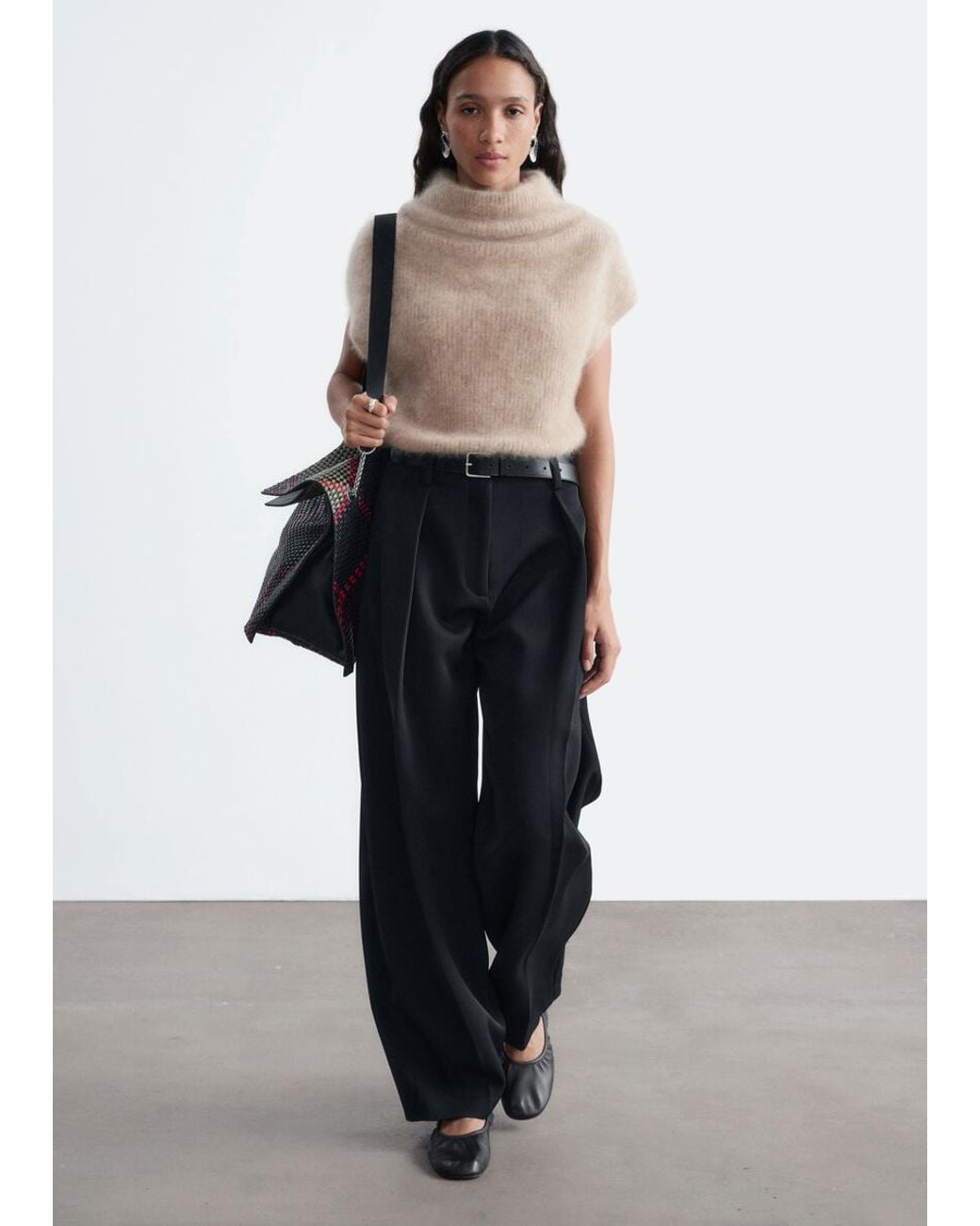 & Other Stories White Sculptural Pleat Trousers