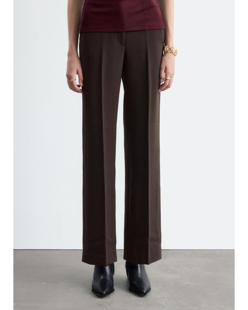 & Other Stories Brown Straight Press-Crease Trousers