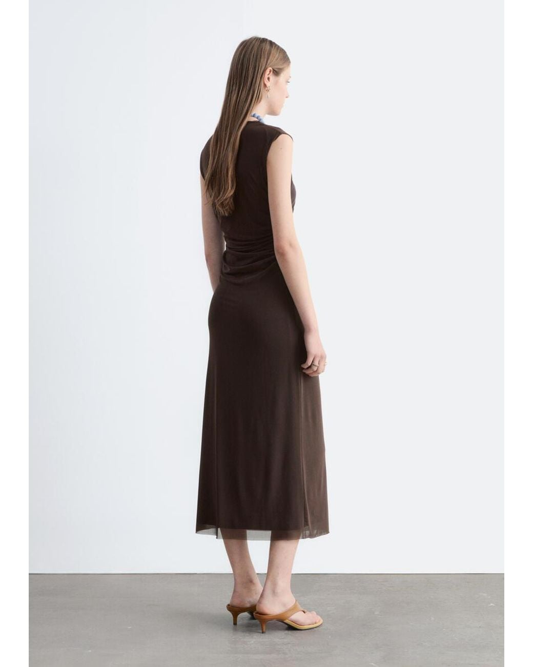 & Other Stories Brown Sleeveless Draped Dress