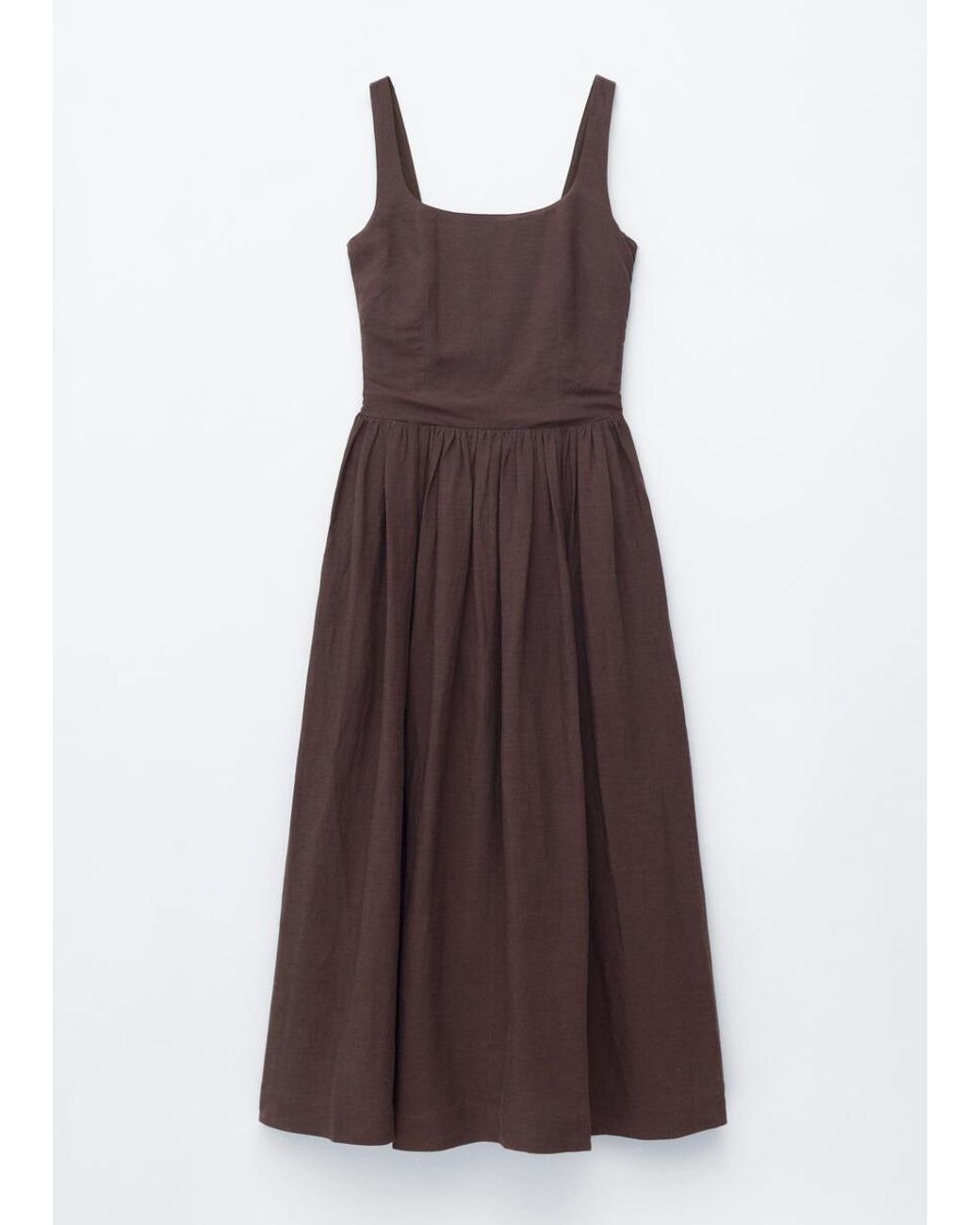& Other Stories Brown Fit-And-Flare Midi Dress