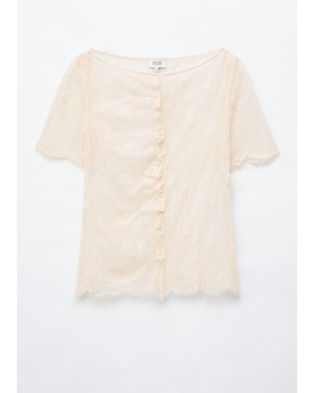 & Other Stories Natural Lace Button-Front Top