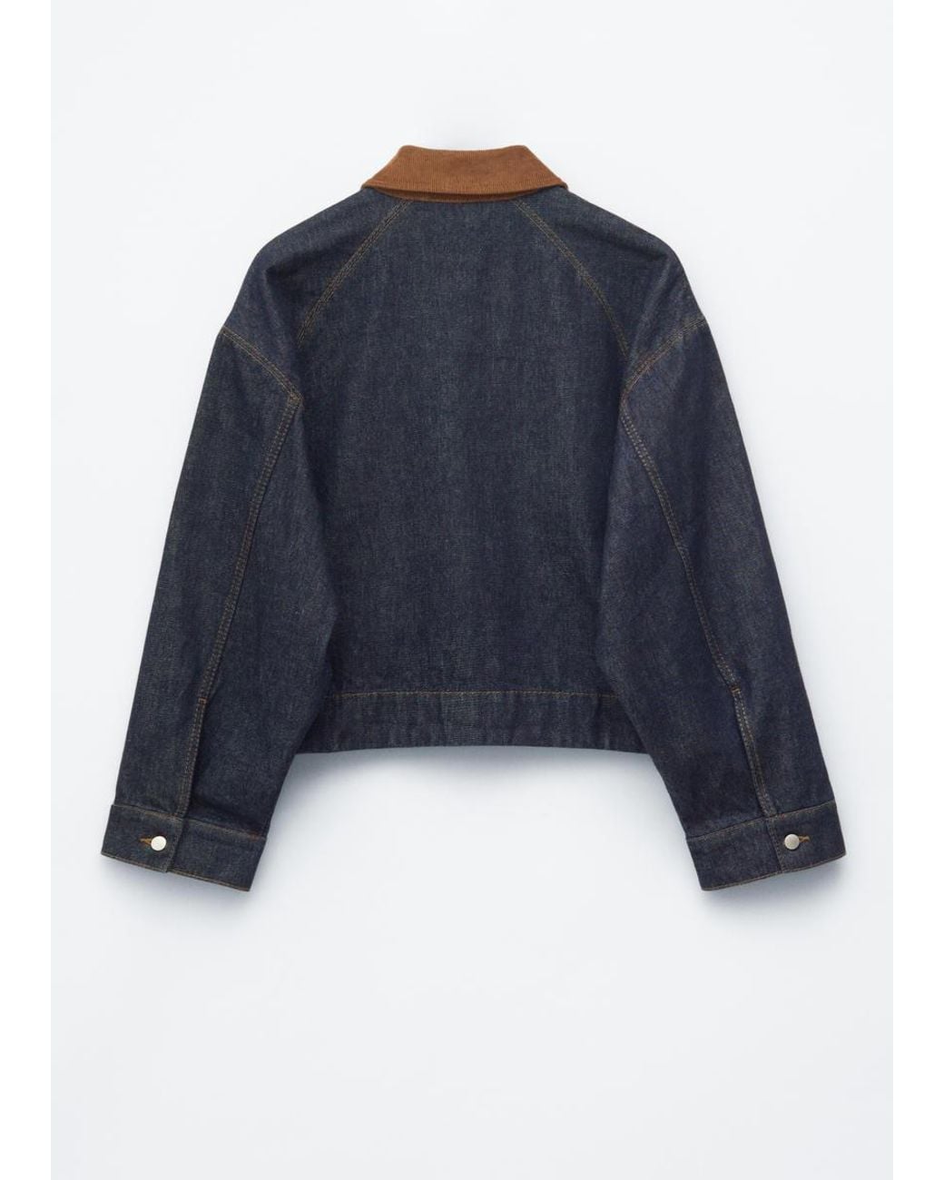& Other Stories Blue Short Cord-Collar Denim Jacket