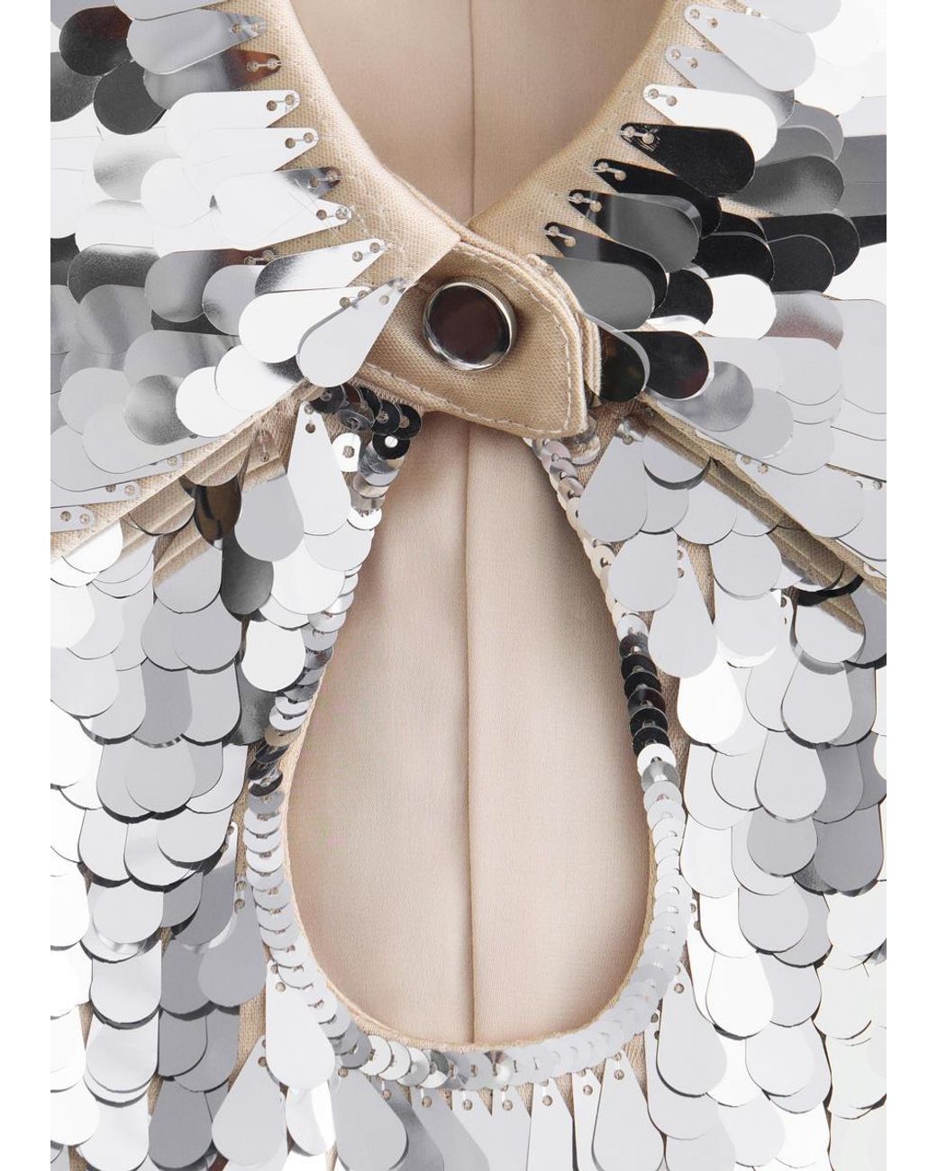 & Other Stories White Keyhole-Collar Sequin Mini Dress