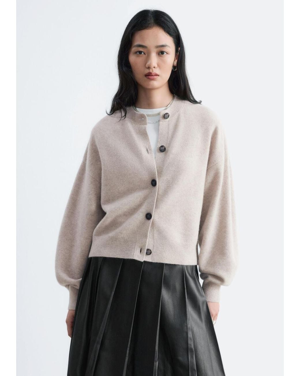 & Other Stories Gray Boiled Merino Cardigan
