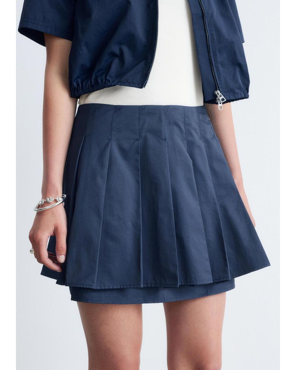 & Other Stories Blue Pleated Mini Skirt