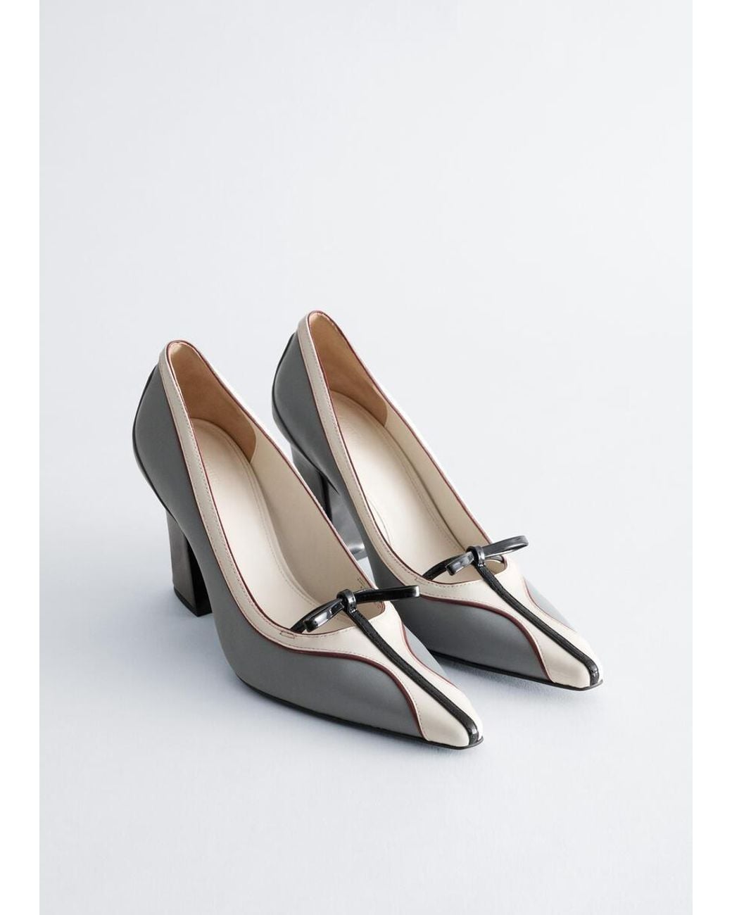 & Other Stories White Bow-Detail Leather Pumps