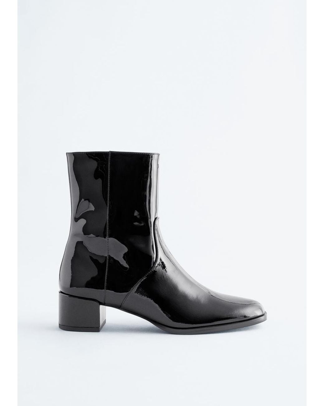 & Other Stories Brown Heeled Glossed-Leather Ankle Boots