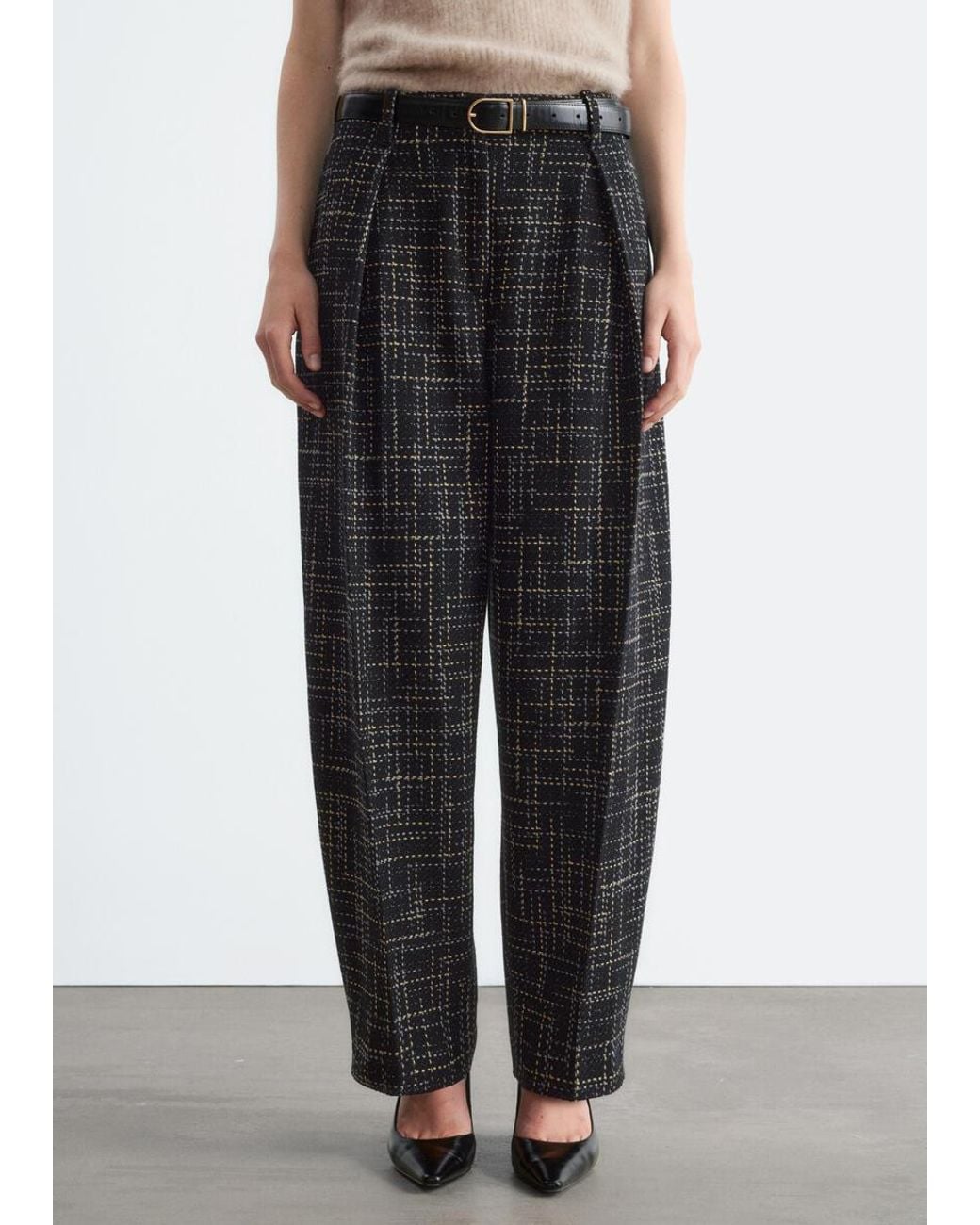 & Other Stories White Tweed Volume Trousersf