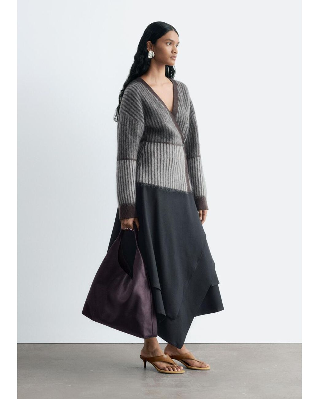 & Other Stories Black Mohair-Blend Wrap Cardigan