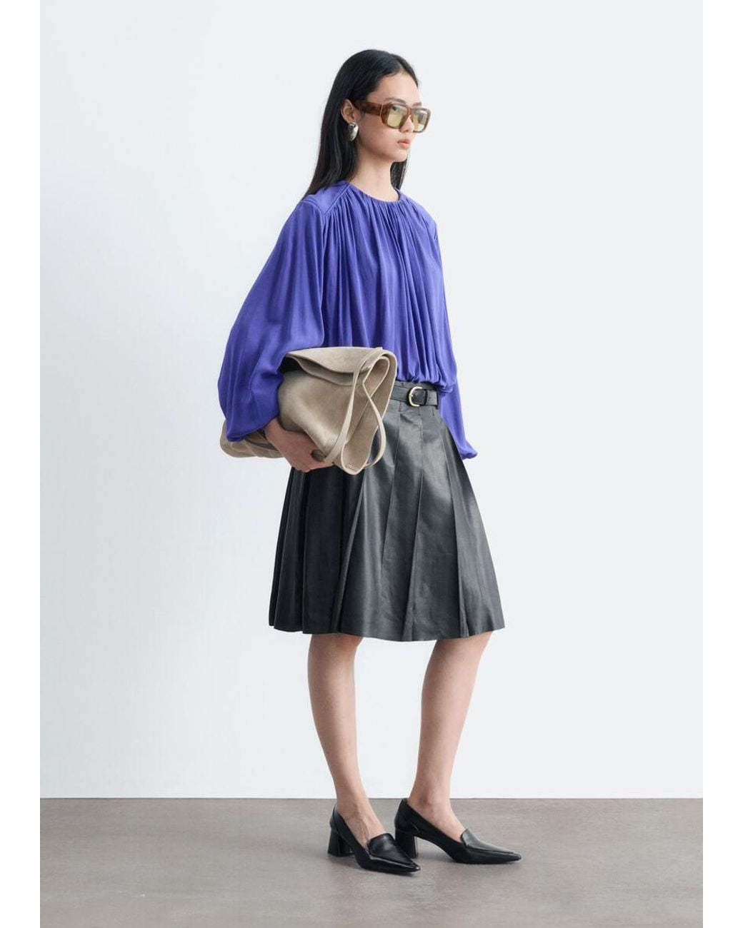 & Other Stories Blue Gathered Blouse