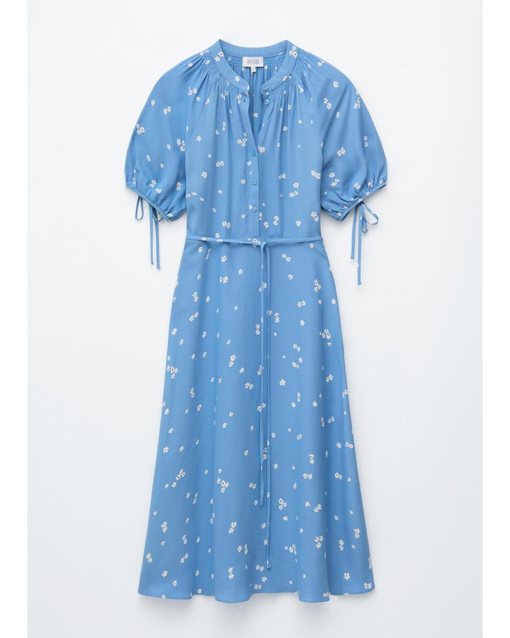 & Other Stories Blue Tie-Waist Midi Dress