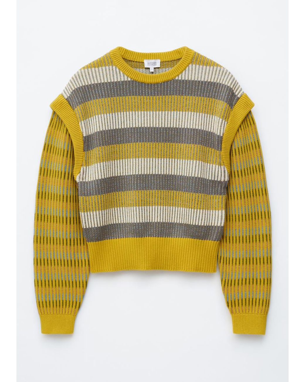& Other Stories White Striped Panel Knit Jumper