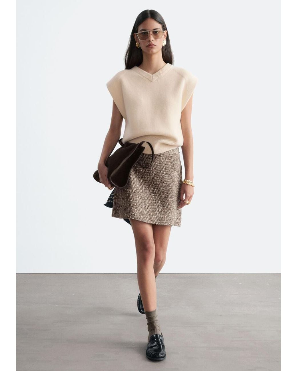 & Other Stories White Textured Mini Skirt