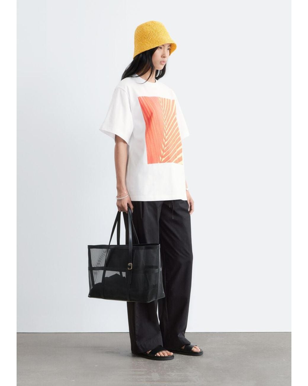 & Other Stories Black Woven Straw Hat