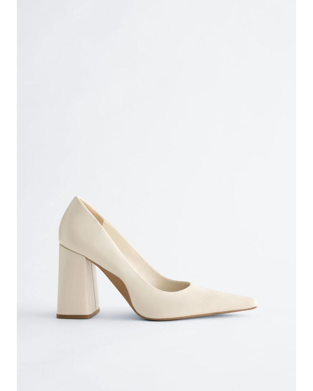 & Other Stories Gray Block-Heel Leather Pumps