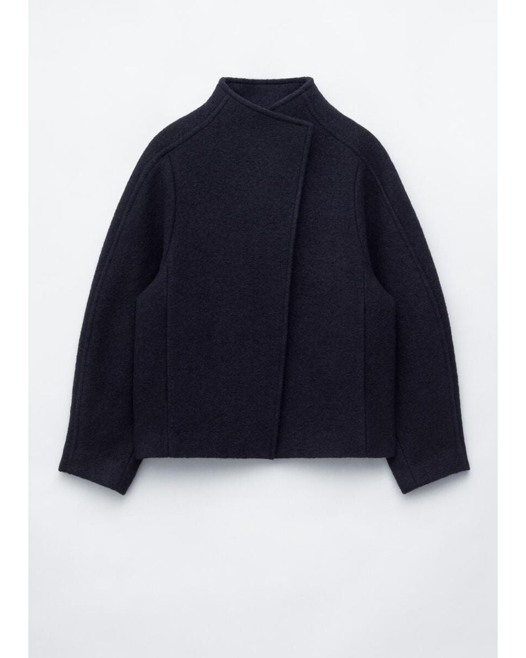 & Other Stories Blue Asymmetric Wool Jacket