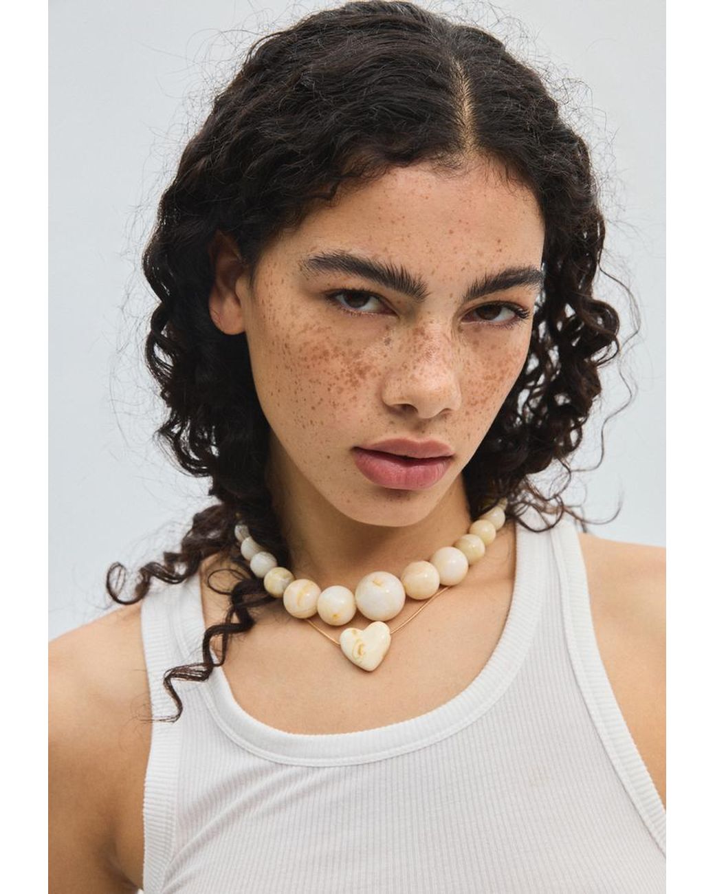 Set 2 Collane Con Perline E Cuore di Stradivarius in White