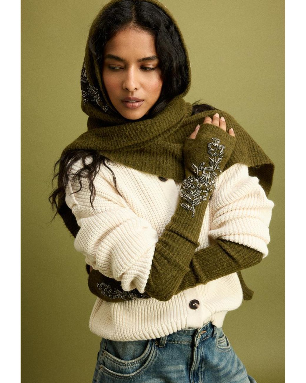 Balaclava Con Brillantini di Stradivarius in Green