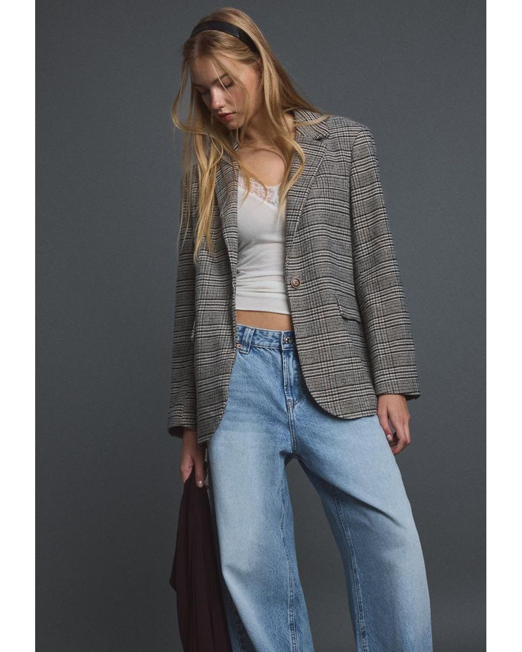 Blazer Basic di Stradivarius in Gray