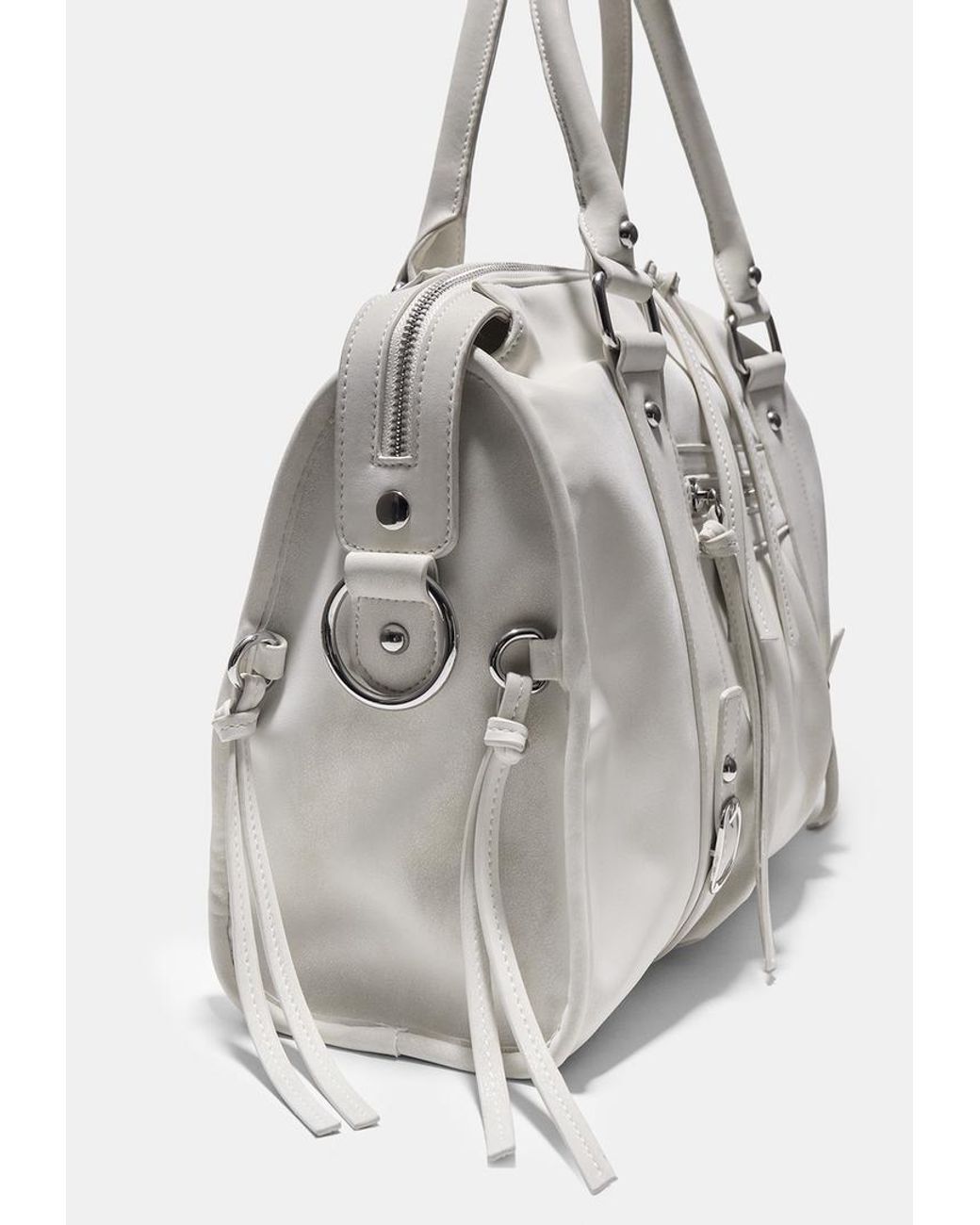 Borsa A Tracolla Bowling Maxi di Stradivarius in White