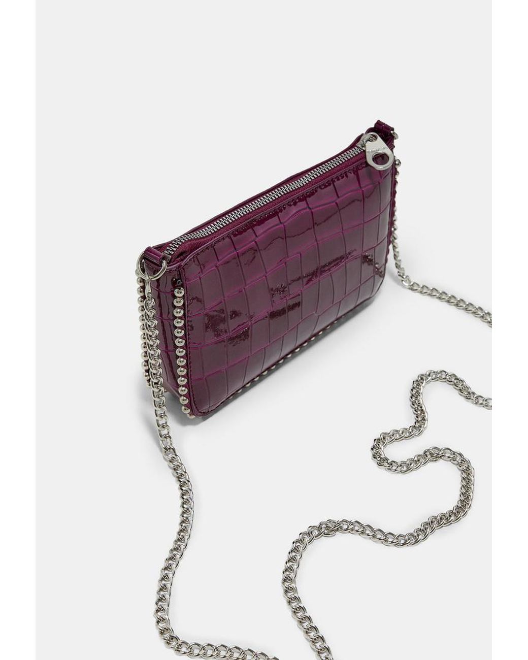 Mini Borsa Effetto Coccodrillo di Stradivarius in Purple