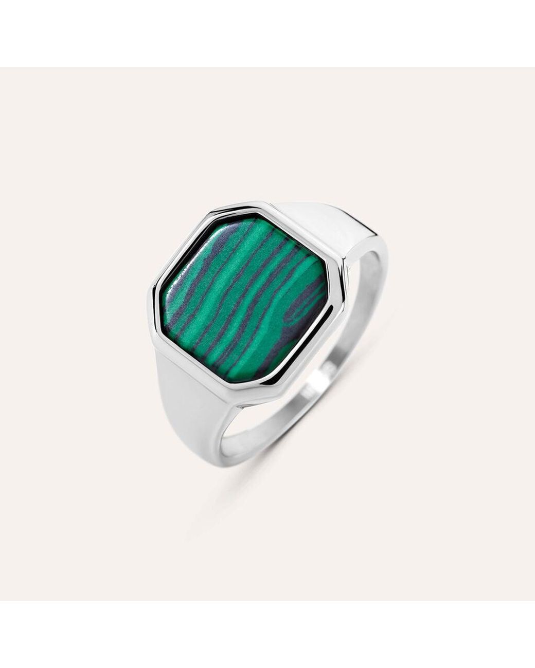 Anello Chevalier Man Code Acciaio Malachite di Stroili in Green da Uomo