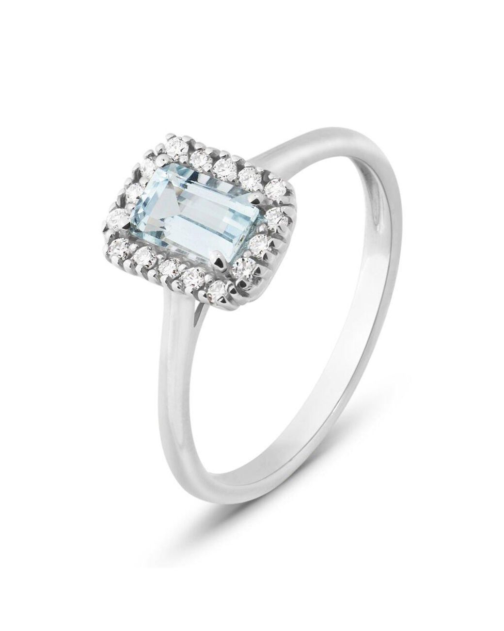 Anello Solitario Acquamarina Oro Bianco Acquamarina Diamante di Stroili in Bianco Lyst