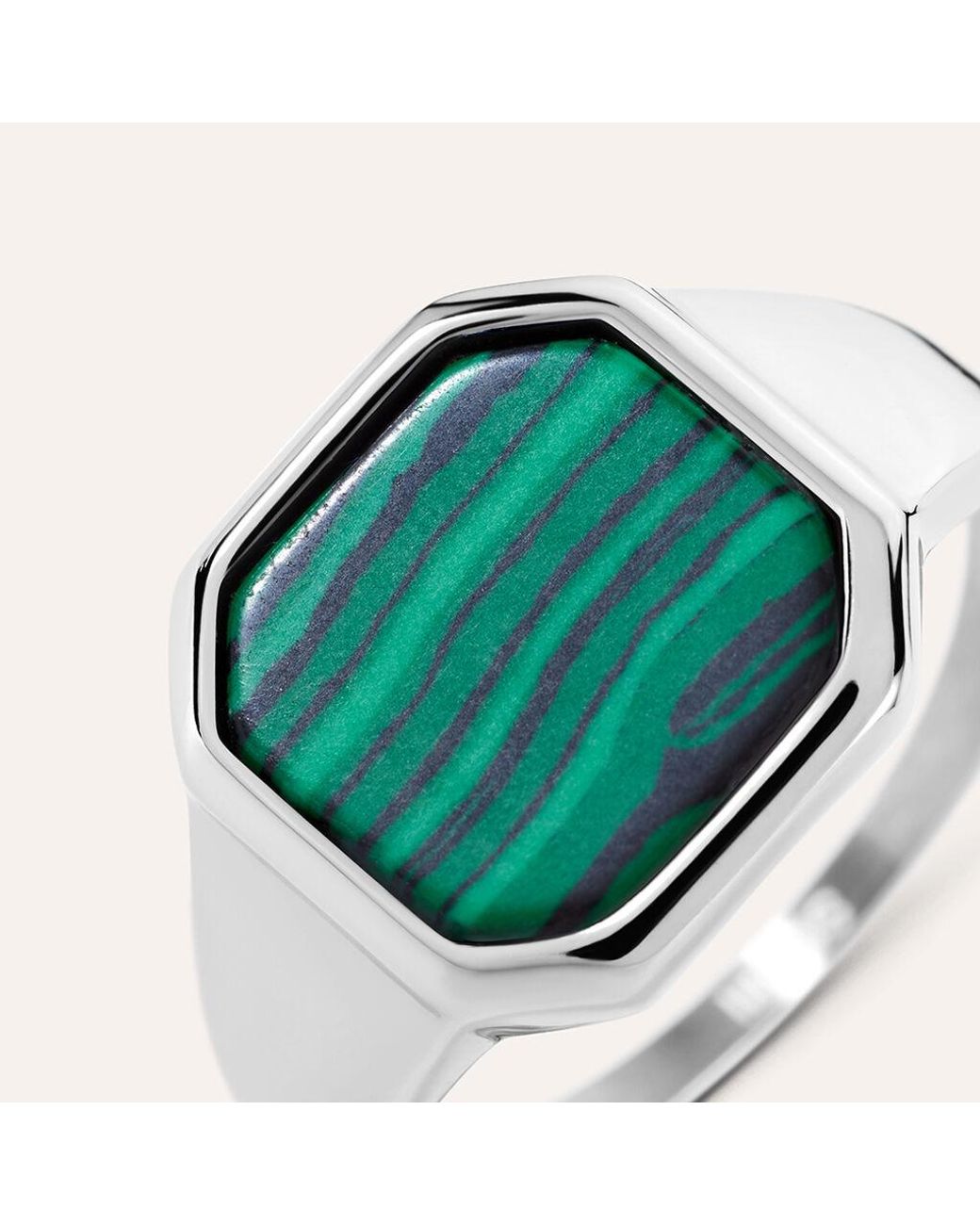 Anello Chevalier Man Code Acciaio Malachite di Stroili in Green da Uomo