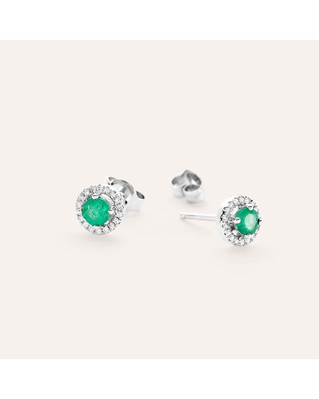 Orecchini Lobo Punto Luce Charlotte Oro Bianco Smeraldo Diamante