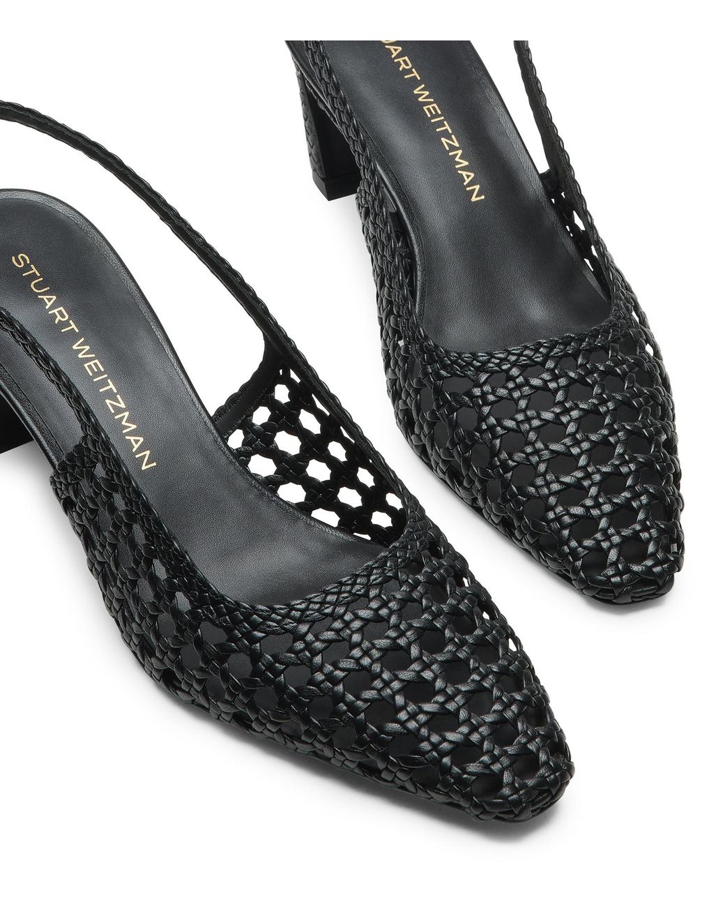 Stuart Weitzman Black Stassi Woven Slingback 50