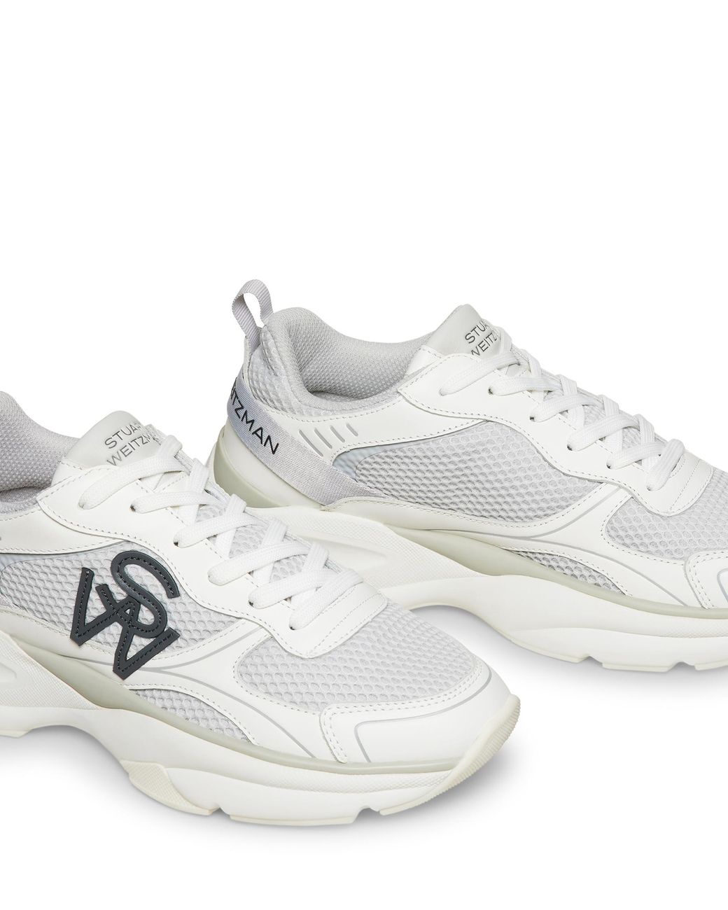 Stuart Weitzman White Sw Trainer, Sneakers, , Mesh/Calf Leather