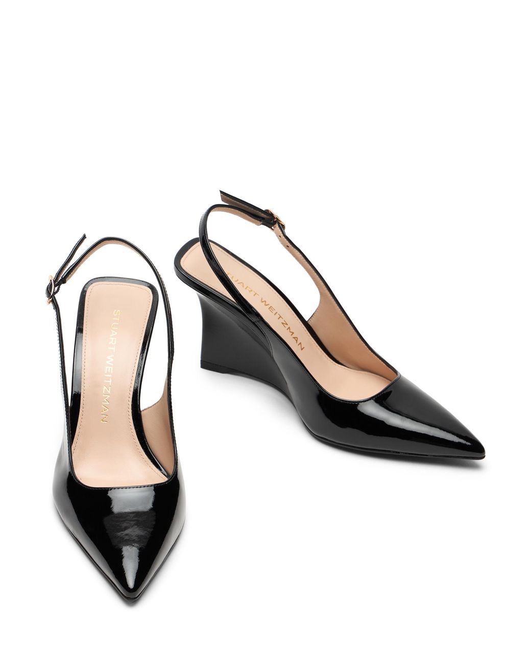 Stuart Weitzman Black Vinnie Sling Wedge 85
