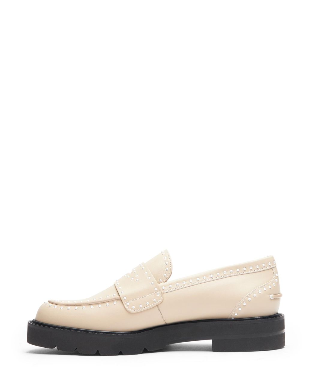 Stuart Weitzman Natural Parker Lift Mini Pearl Loafer
