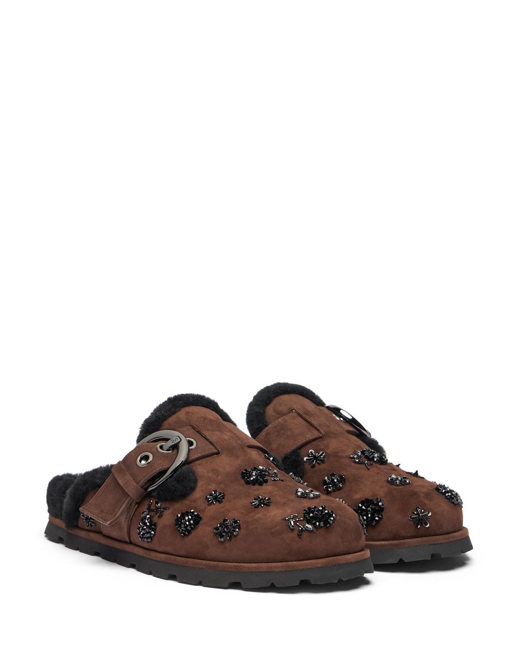 Stuart Weitzman Brown Chrystie Shearling Mule