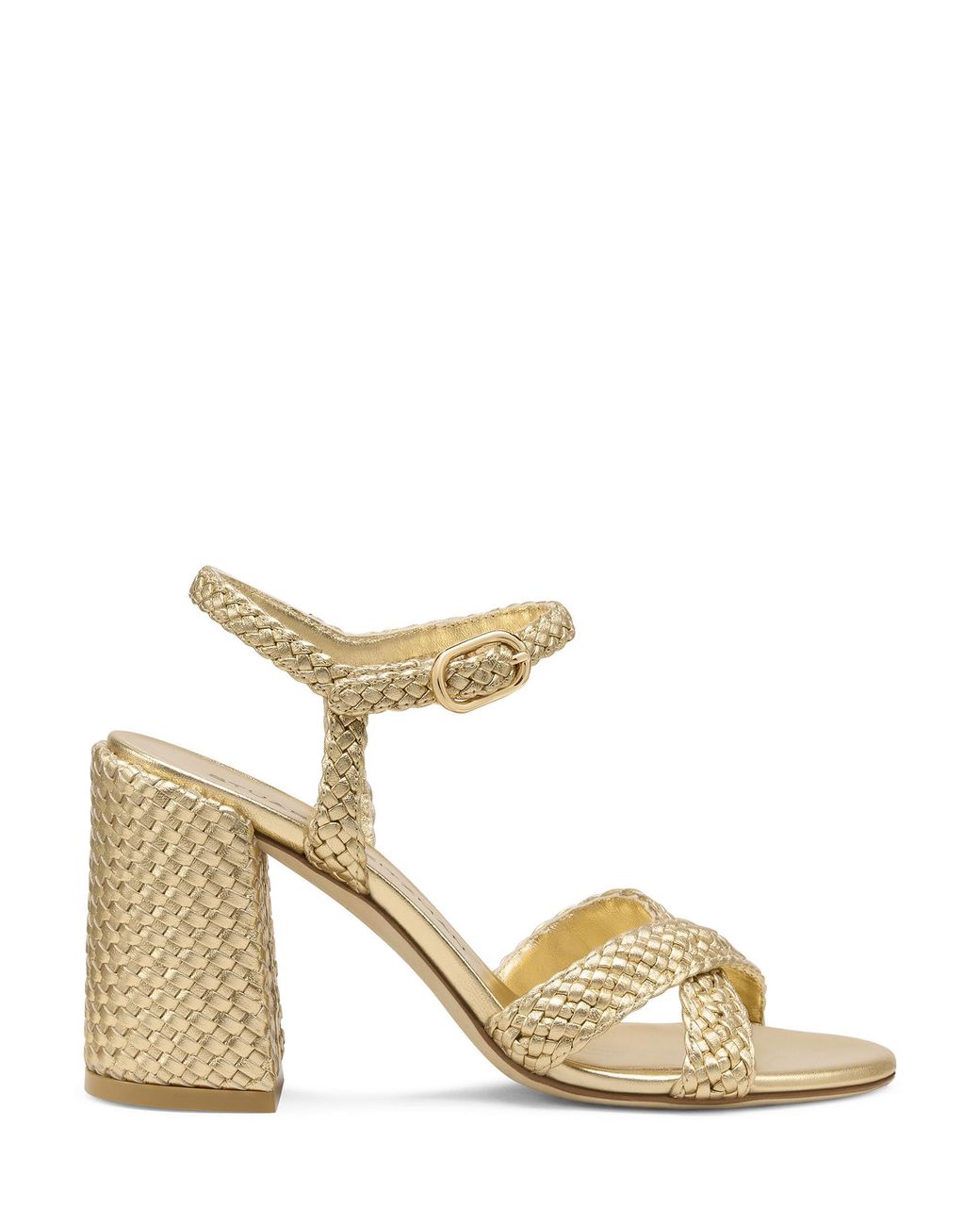 Stuart Weitzman Metallic Alyssa Woven Block 85