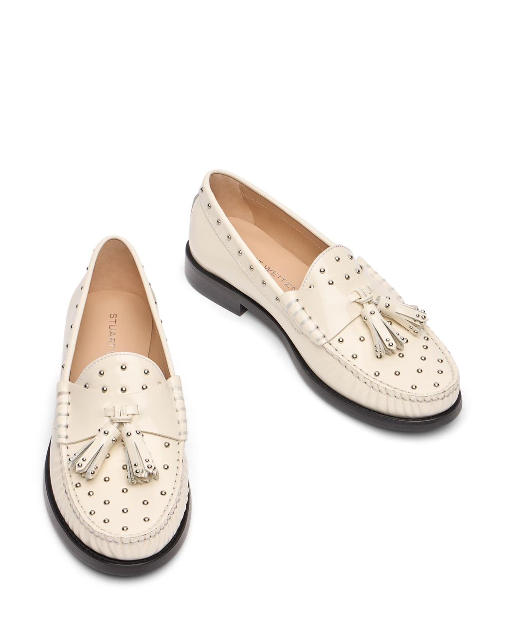Stuart Weitzman Natural Lottie Sostud Tassel Loafer