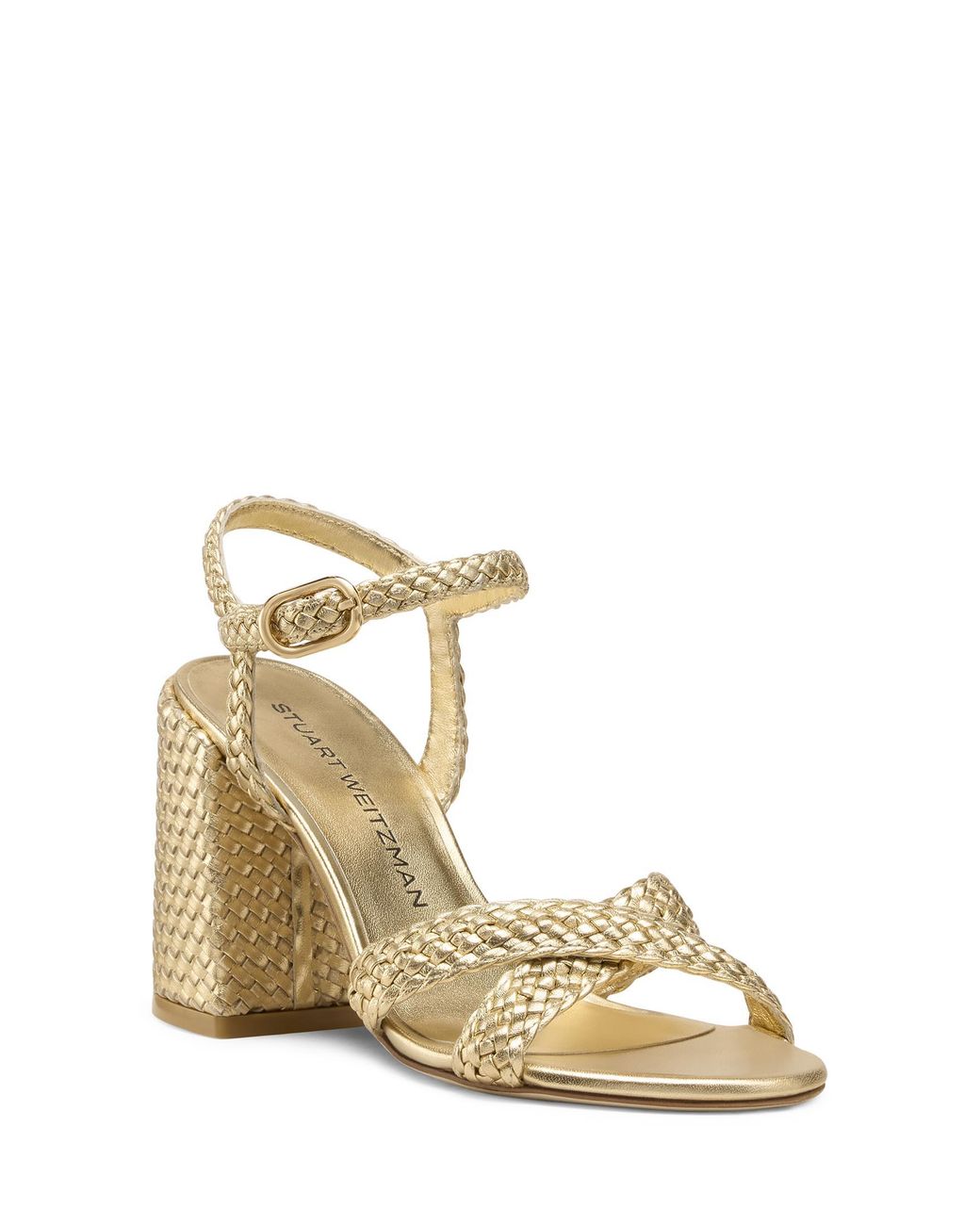 Stuart Weitzman Metallic Alyssa Woven Block 85