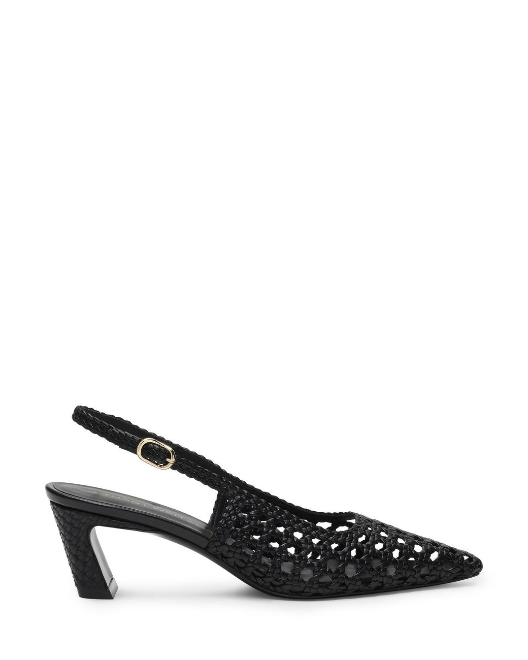 Stuart Weitzman Black Stassi Woven Slingback 50