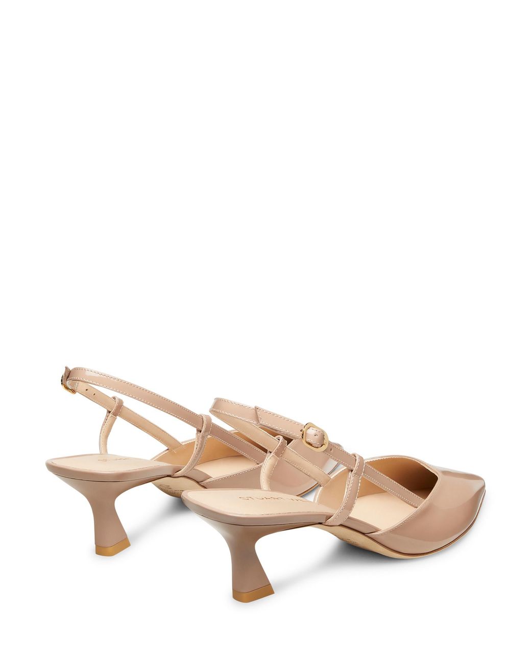 Stuart Weitzman Natural Pointed-Toe Patent Slingback Pumps