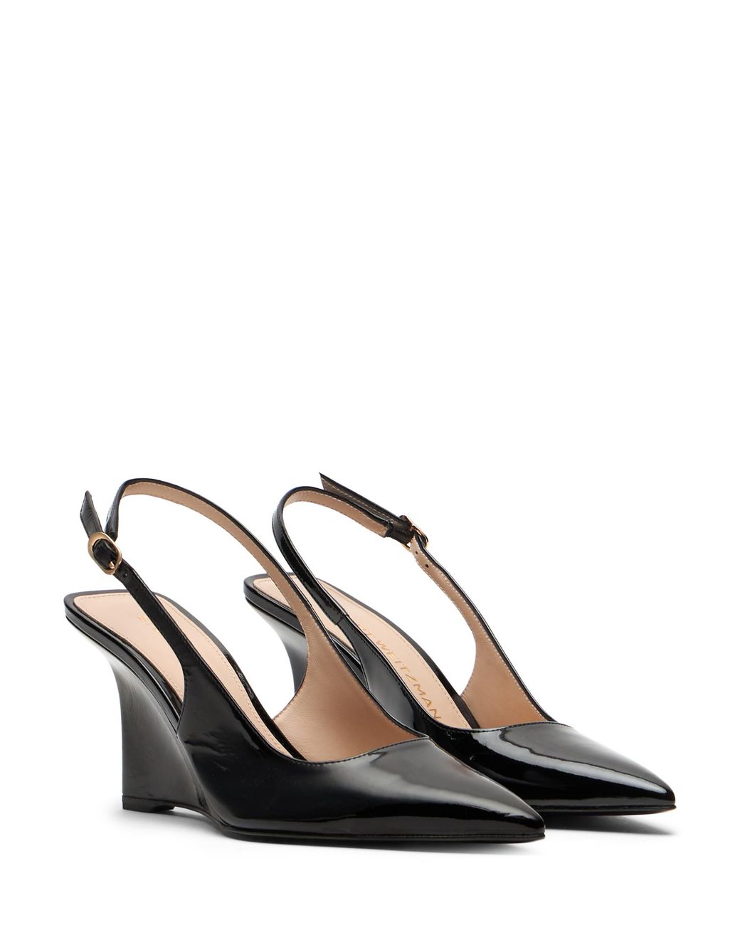 Stuart Weitzman Black Vinnie Sling Wedge 85
