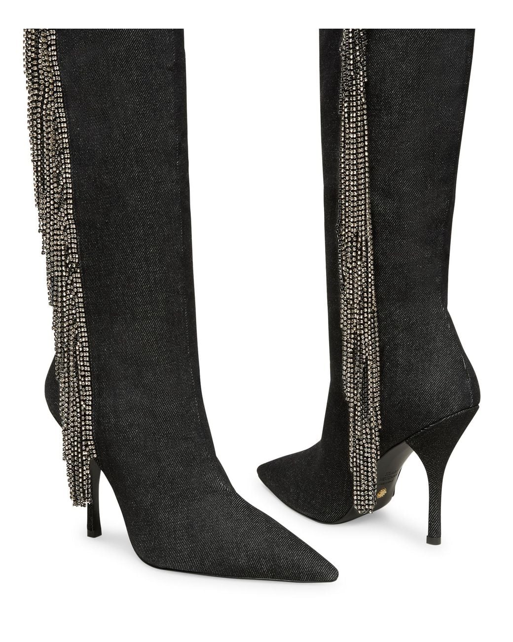 Stuart Weitzman Black Crystal Fringe Boot