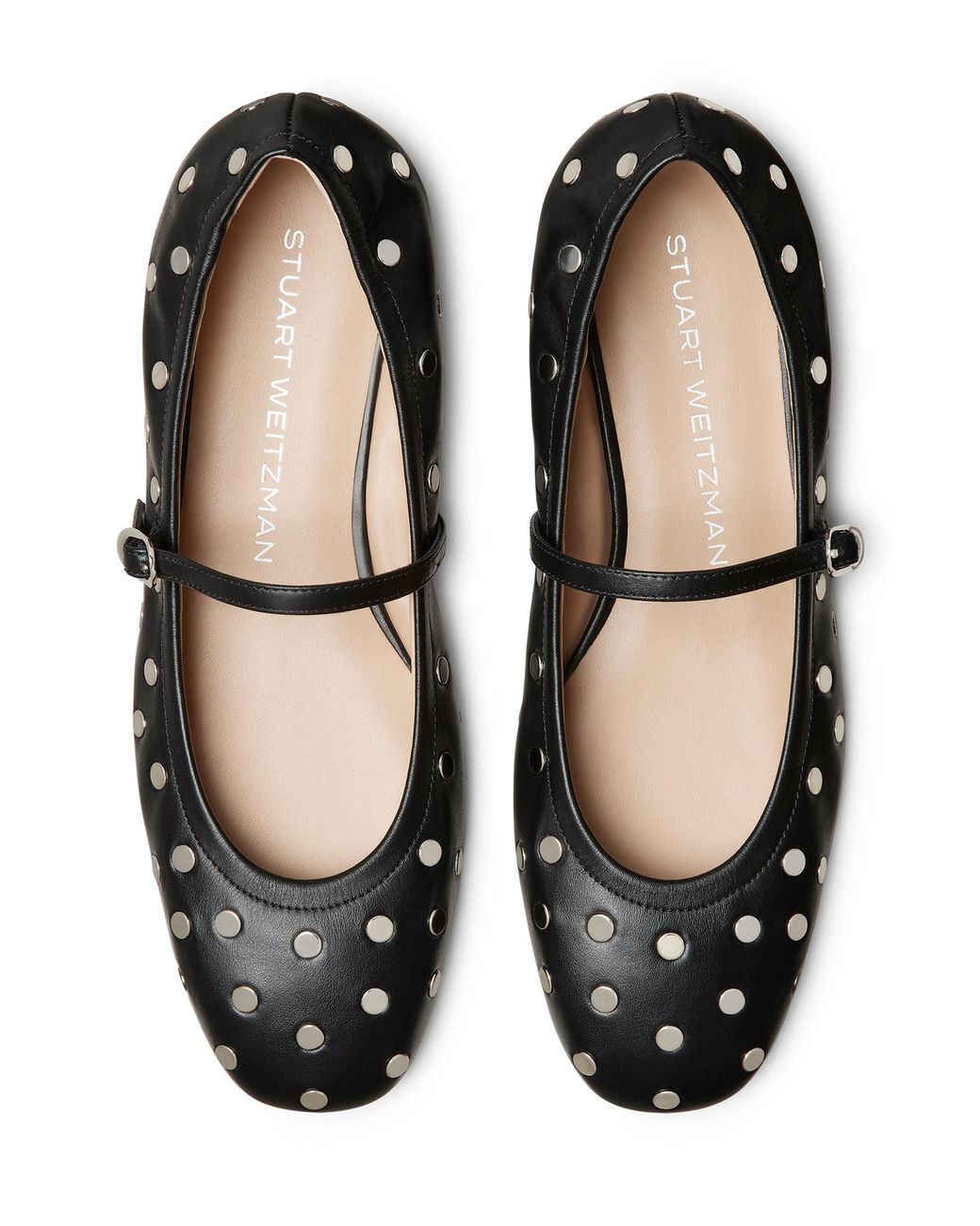 Stuart Weitzman Black Claris Stud Ballet Flat
