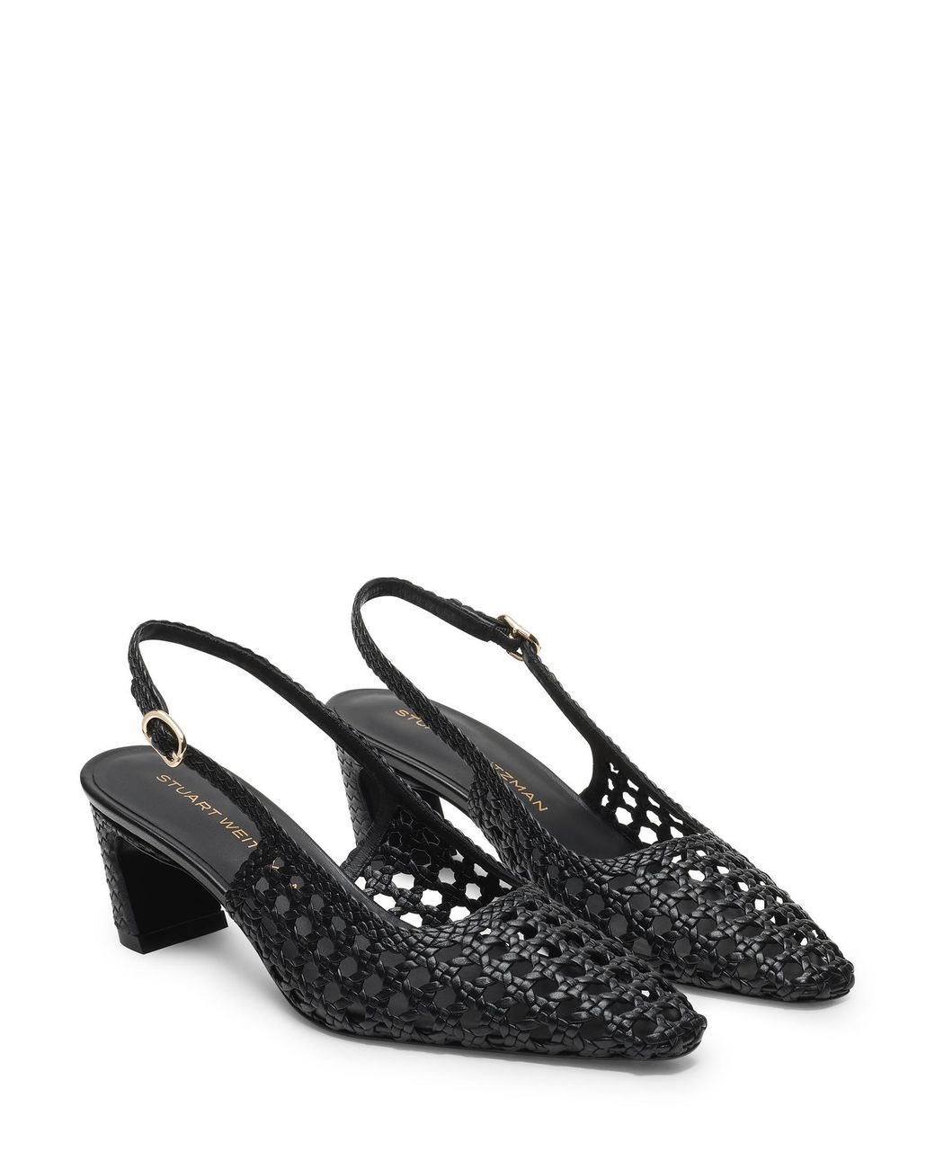 Stuart Weitzman Black Stassi Woven Slingback 50