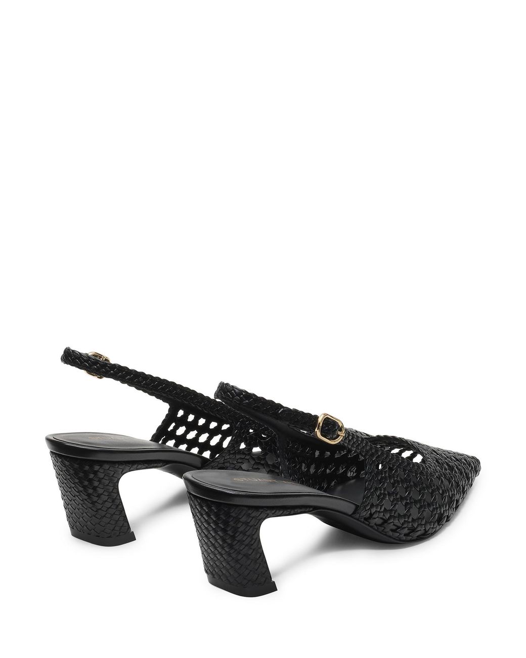 Stuart Weitzman Black Stassi Woven Slingback 50