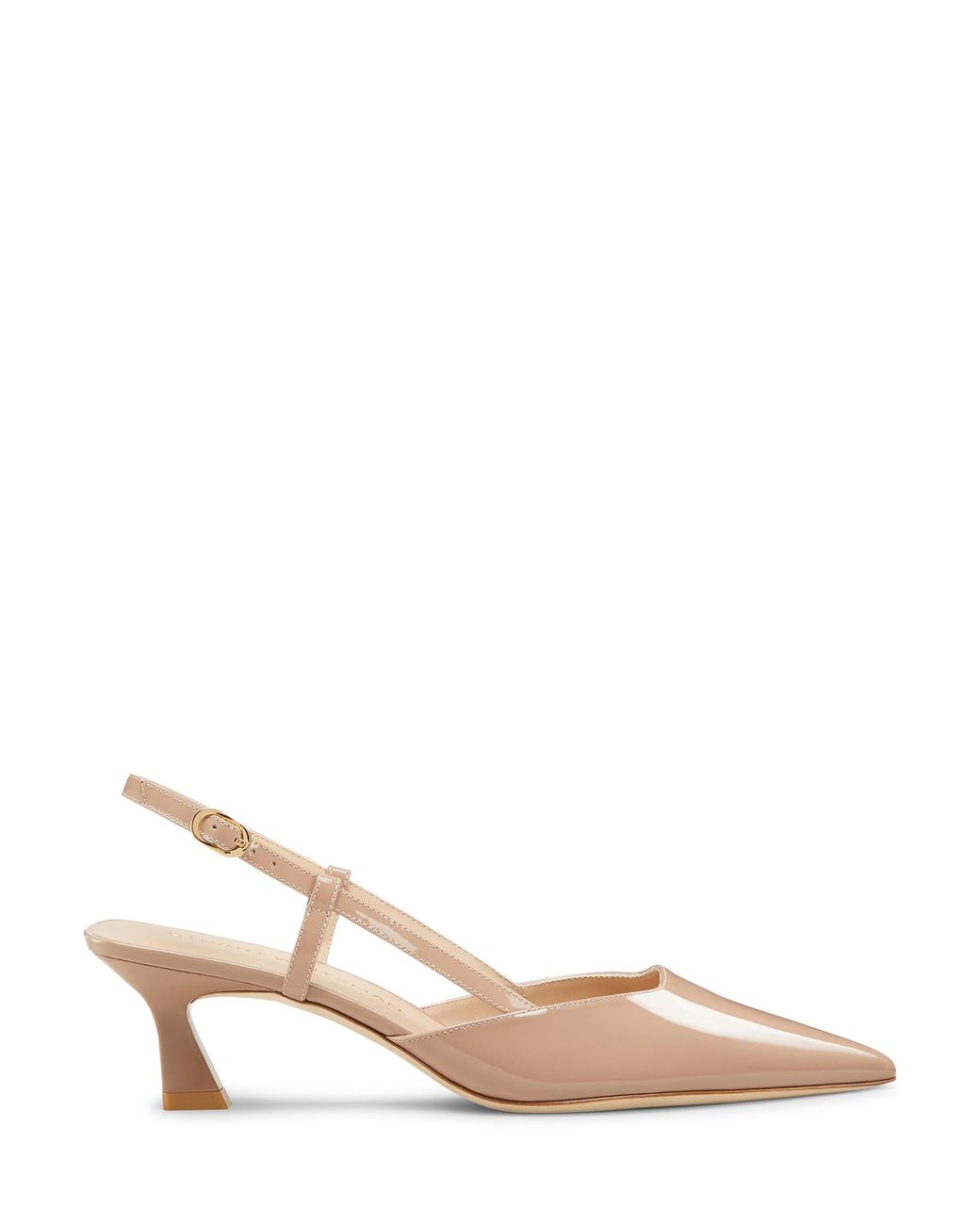 Stuart Weitzman Natural Pointed-Toe Patent Slingback Pumps