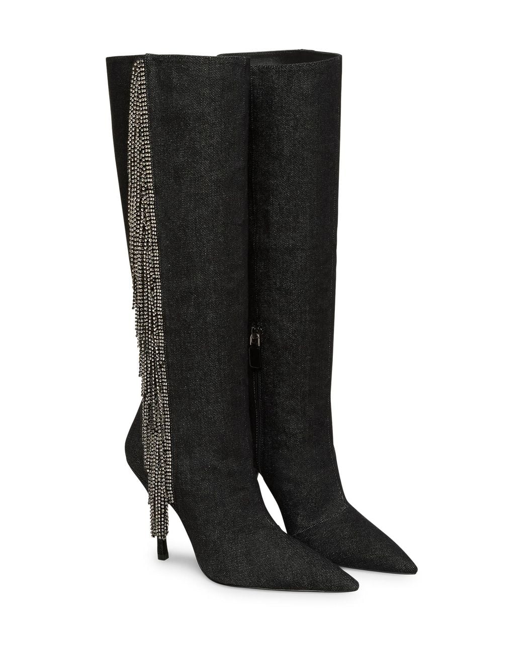 Stuart Weitzman Black Crystal Fringe Boot